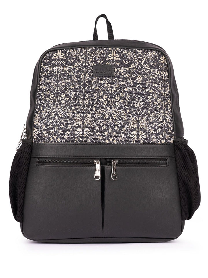 ZOUK Women Floral Printed Vegan Leather Backpack With Compression Straps-Up to 16 inch