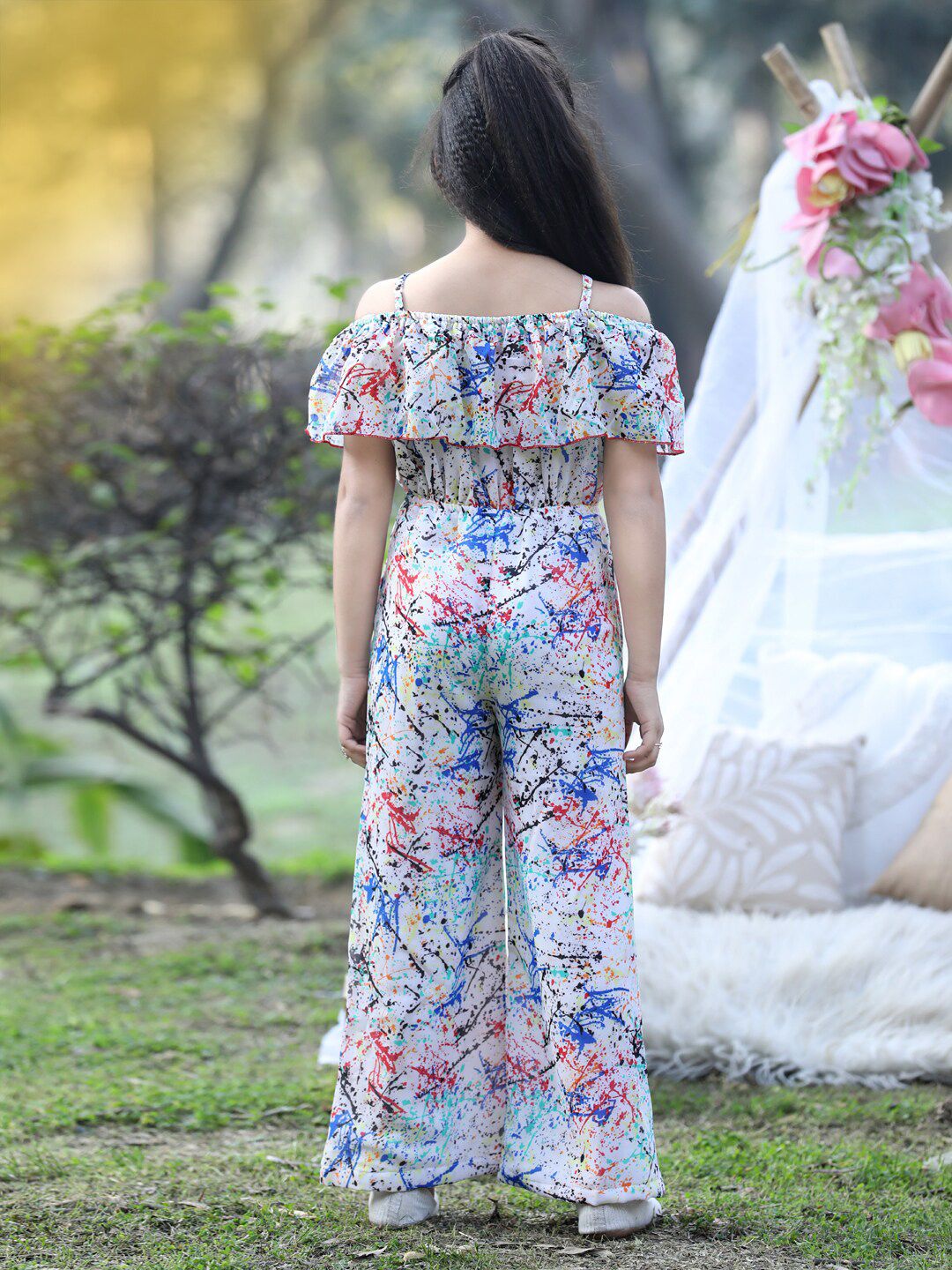 Cutiekins Girls Printed Shoulder Straps Basic Jumpsuit