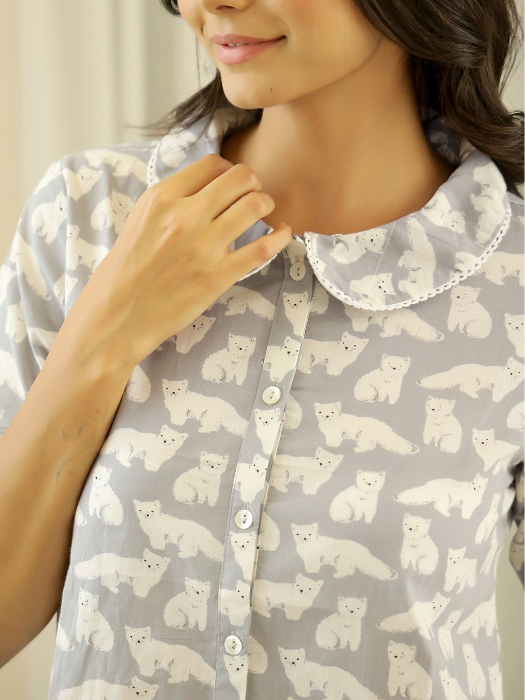 SANSKRUTIHOMES Women Printed Cotton Night suit