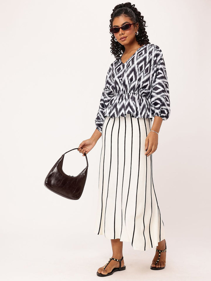 DressBerry Digital Dyes Ikat Style Cinched Waist Top