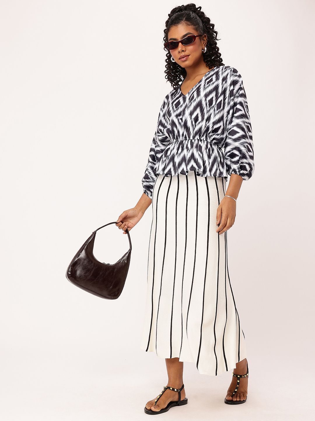 DressBerry Digital Dyes Ikat Style Cinched Waist Top