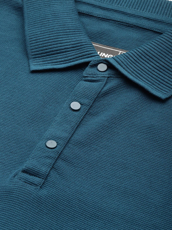 DILLINGER Men Polo Collar Honeycomb Structure T-shirt