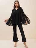 Antheaa Embellished V-Neck Top & Trousers