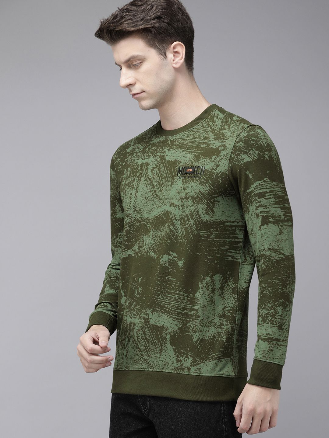 SPYKAR Round Neck Abstract Printed Pullover Sweatshirt