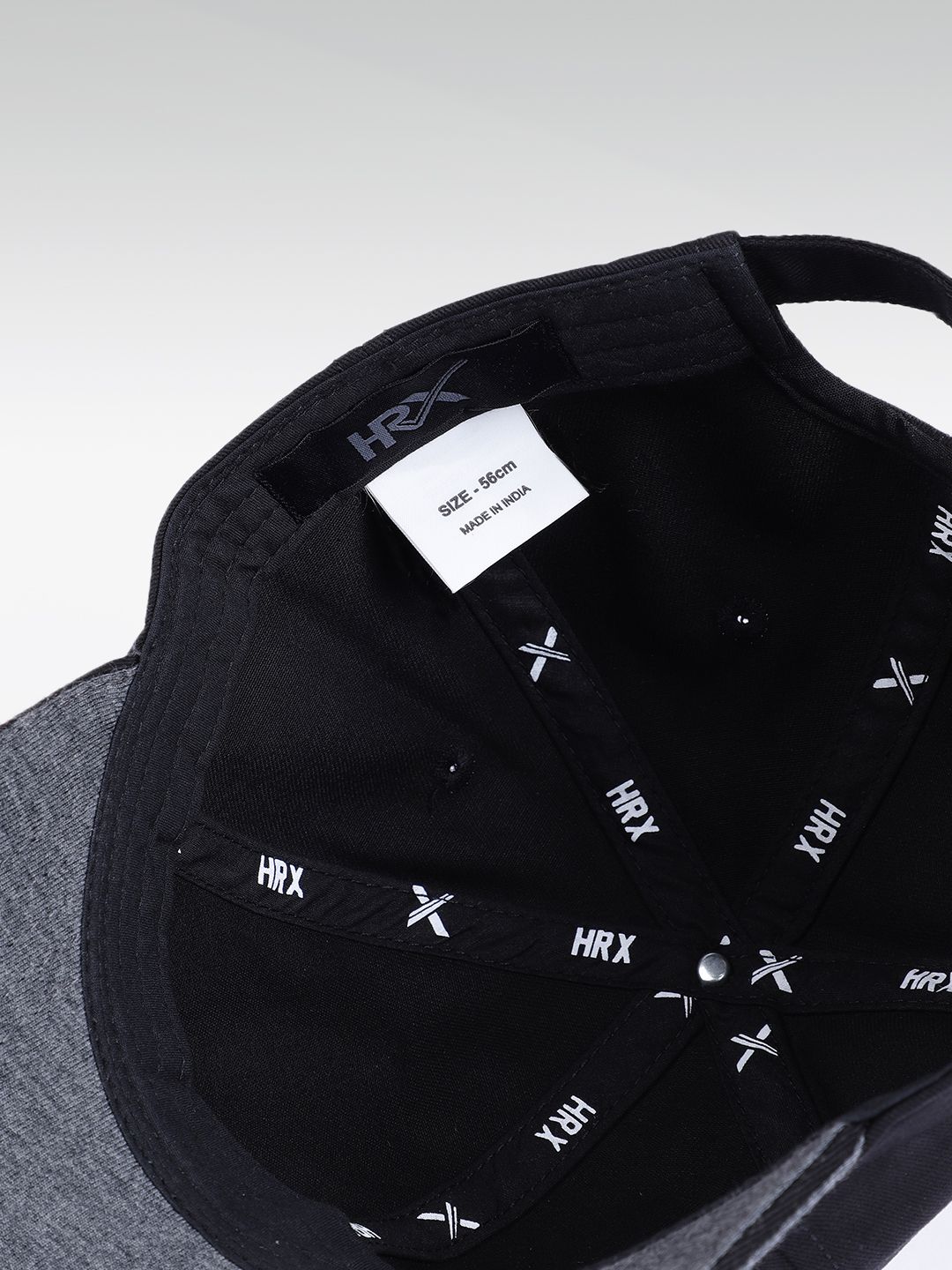 HRX by Hrithik Roshan Unisex Black & Grey Brand Logo Embroidered Cotton Baseball Cap
