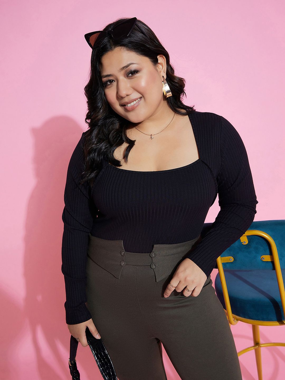 SASSAFRAS Curve Plus Size Square Neck Top