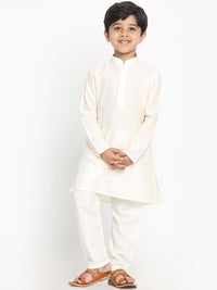 VASTRAMAY Boys Cream Kurta with Pyjama Set