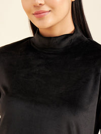 Sweet Dreams Black Mock Neck Top With Pyjamas