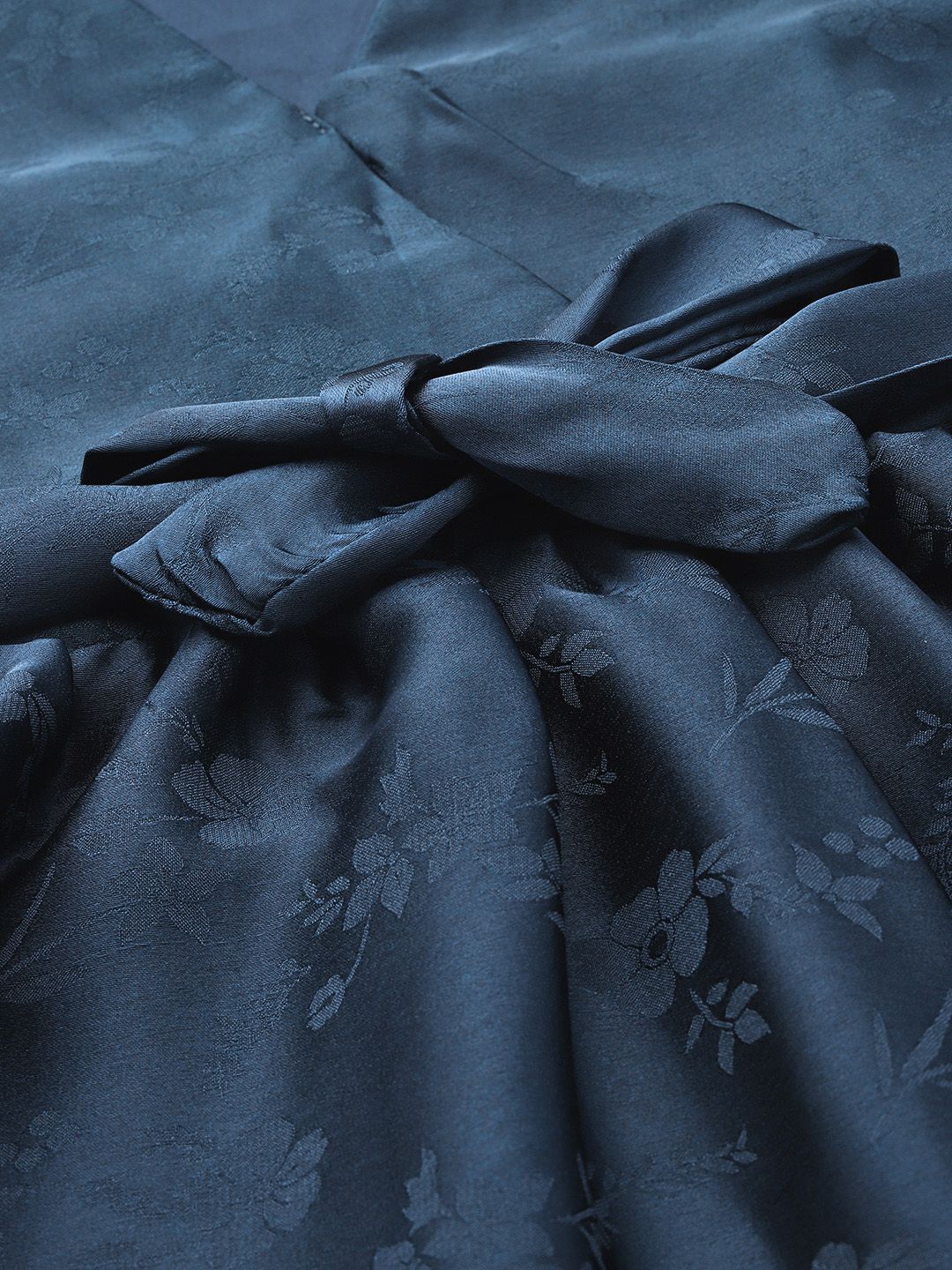 all about you Floral Puff Sleeve Satin A-Line Midi Dress