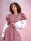 DressBerry Printed Puff Sleeve Fit & Flare Dress