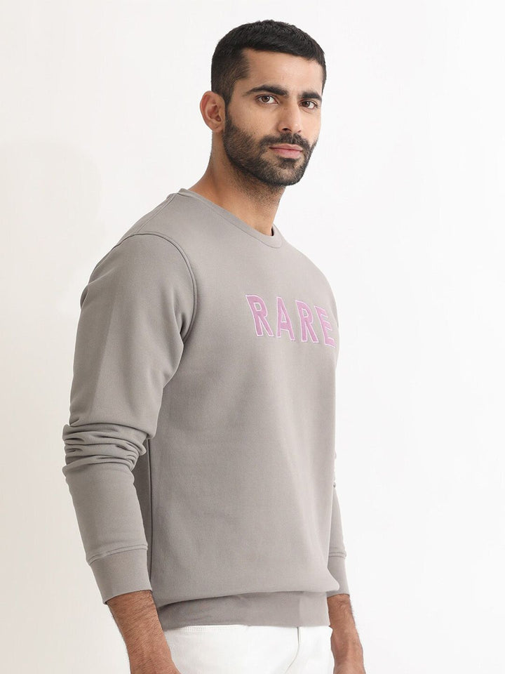 RARE RABBIT Men Robbs Logo Print Round Neck Sweatshirt