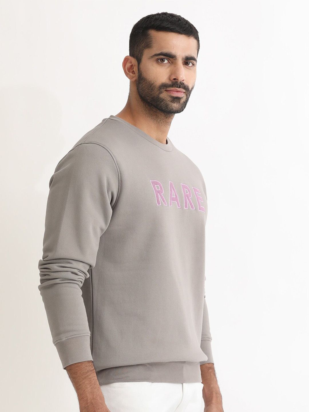 RARE RABBIT Men Robbs Logo Print Round Neck Sweatshirt