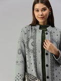 Global Desi Women Grey & Black Longline Parka Jacket