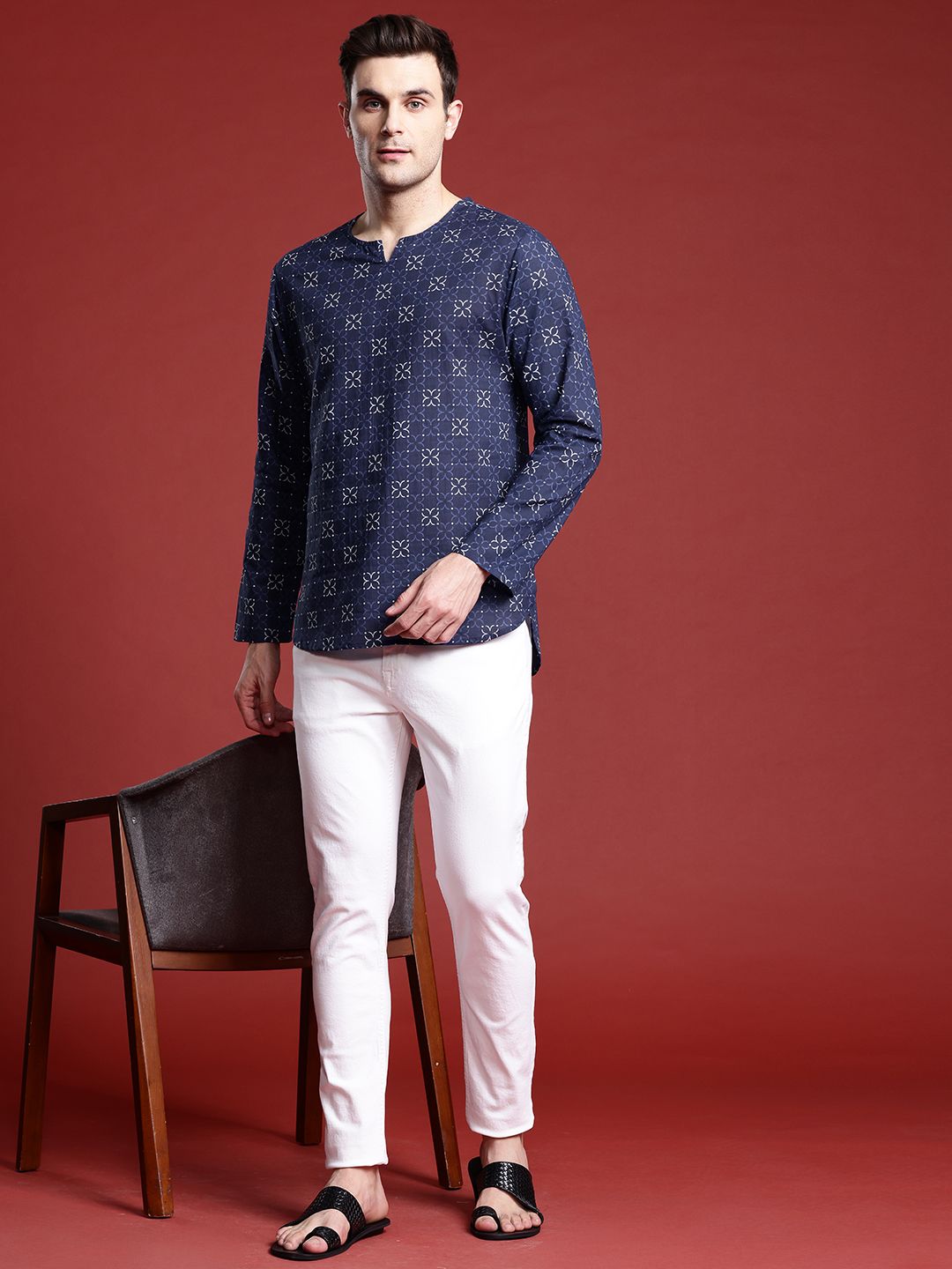 Anouk Men Geometric Printed Pure Cotton Kurta