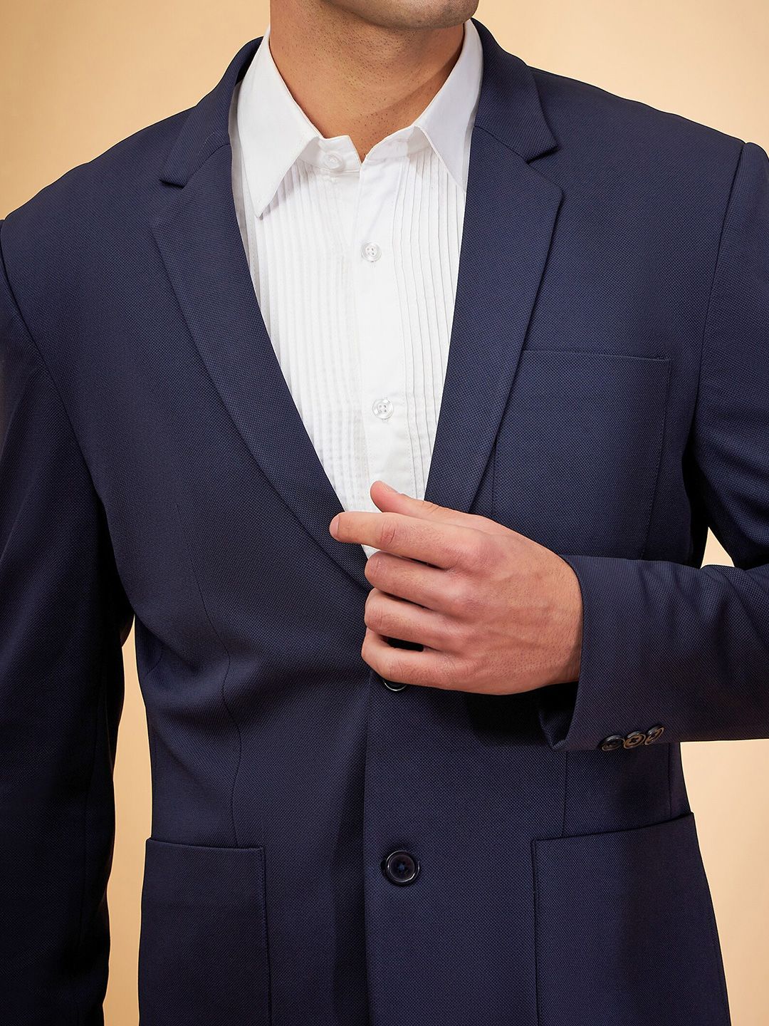 DENNISON Notch Lapel Collar Single-Breasted Blazer