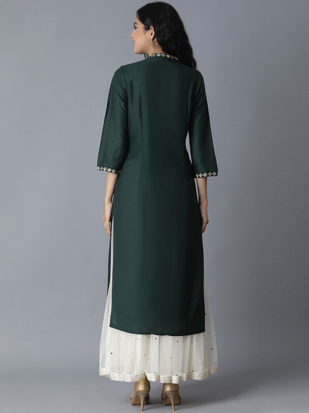 W Women Green Printed Kurta