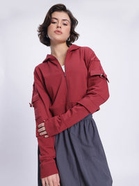 DressBerry Pockets Detail Hooded Crop Sweatshirt
