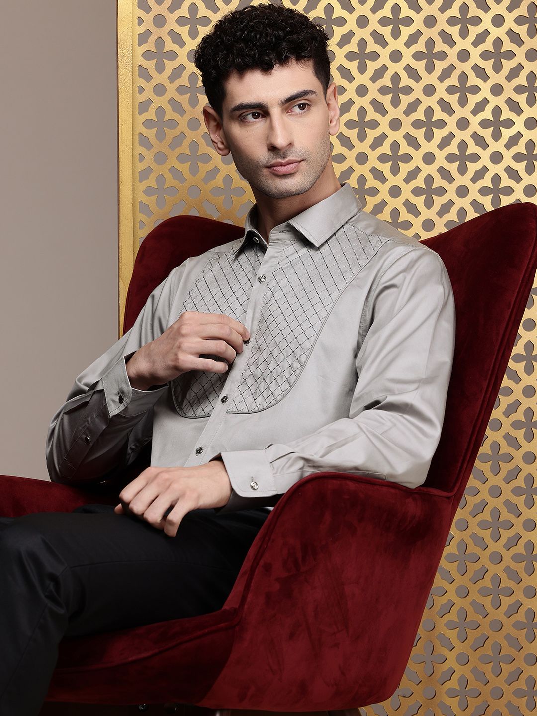 House of Pataudi Opaque Pure Cotton Party Shirt