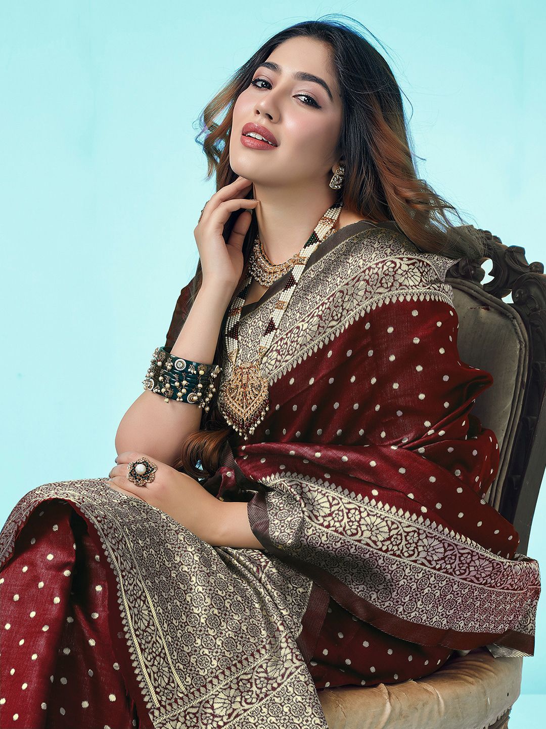 KALINI Ethnic Motifs Zari Art Silk Banarasi Saree