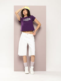 DILLINGER Women Regular Cropped Varsity Printed Tshirt