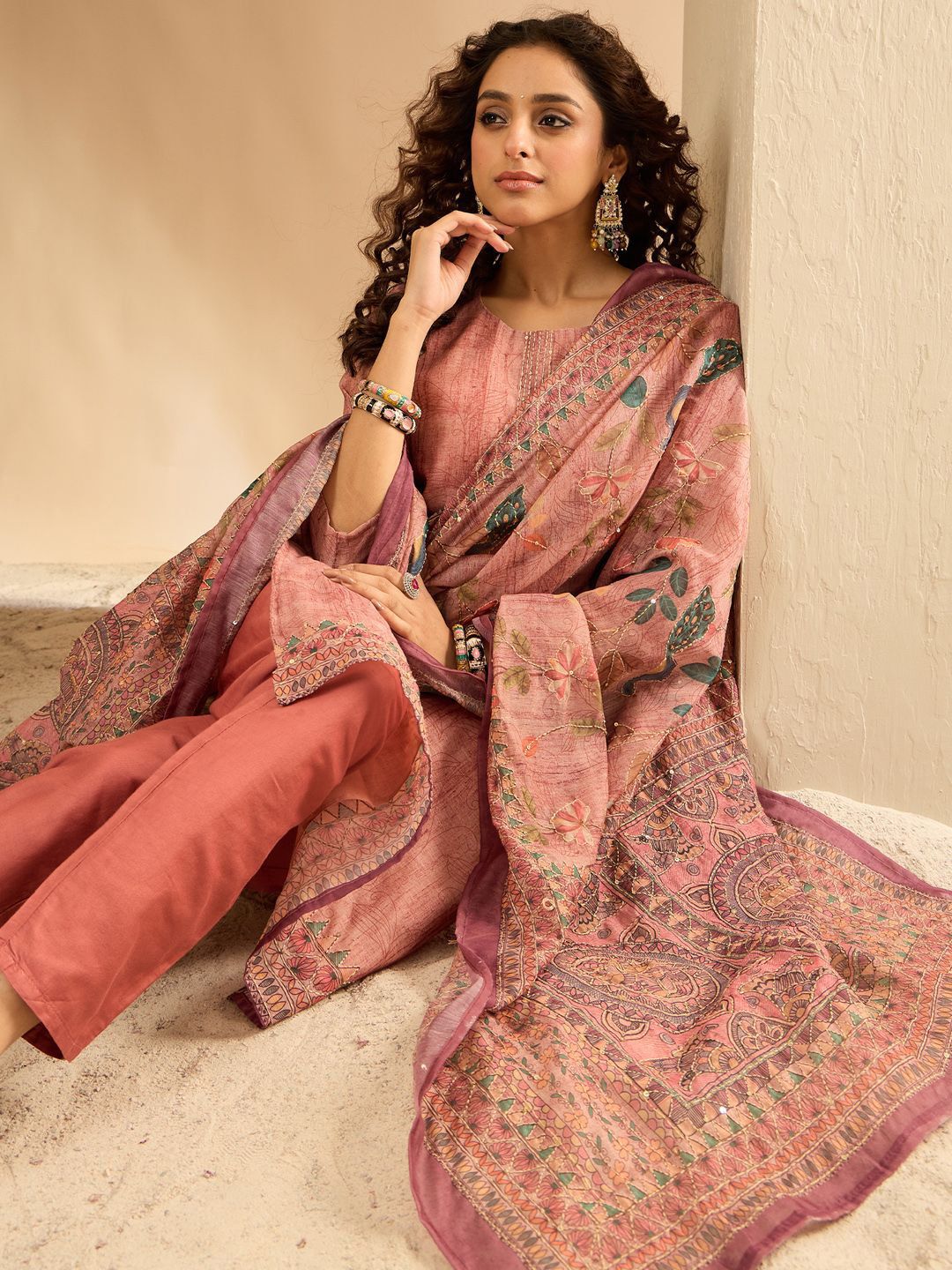 Indo Era Women Embroidered Kurta with Trousers & Dupatta