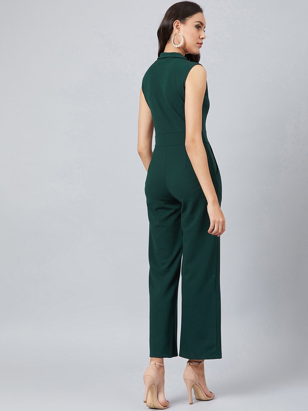 Athena Women Green Solid Basic Jumpsuit