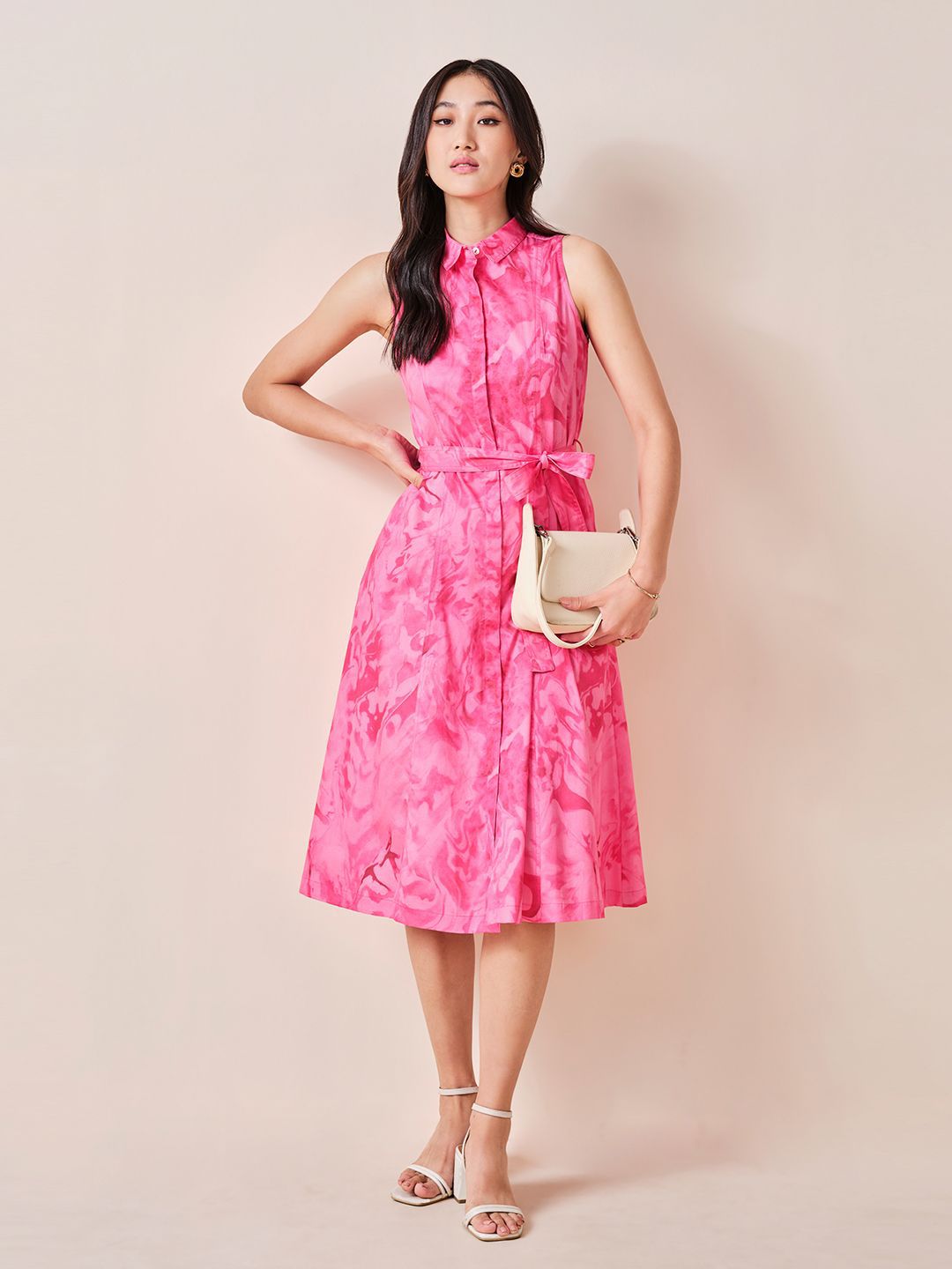 AND Printed Cotton Shirt Midi Dress