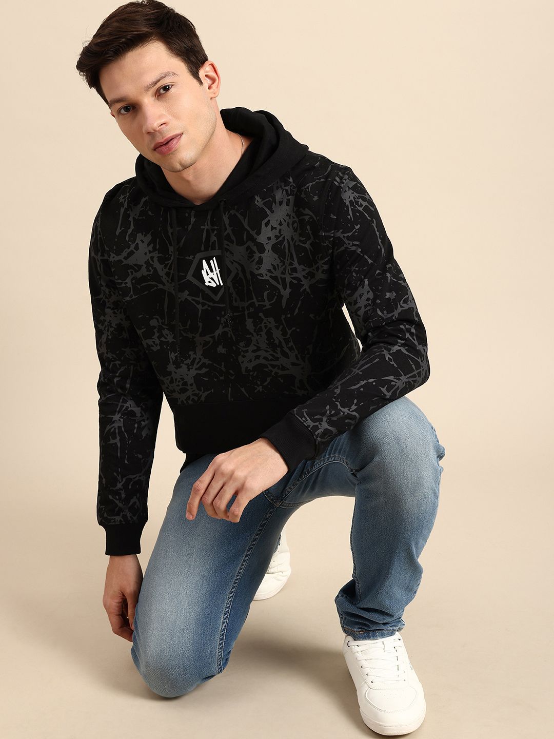 Being Human Printed Hooded Pure Cotton Sweatshirt