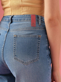 DressBerry Women Wide Leg High-Rise Light Fade Stretchable Jeans