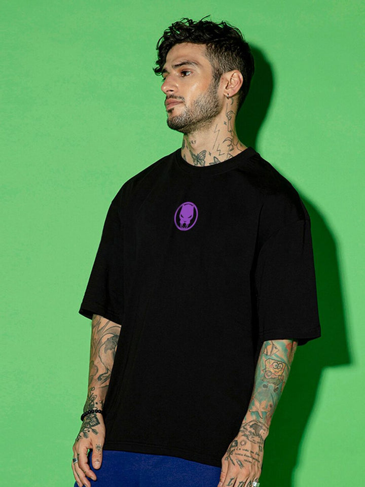 Bewakoof Black Panther Printed Drop-Shoulder Sleeves Oversized Cotton T-shirt