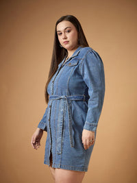 SASSAFRAS Curve Denim Shirt Dress