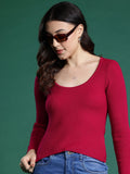 DressBerry Scoop Neck Ribbed Pullover