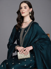 Indo Era Floral Embroidered Regular Sequinned Kurta with Trousers & Dupatta