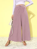Dressberry Women Dusty Mauve Pleated Romance Ramble Wide legs Flared Trousers