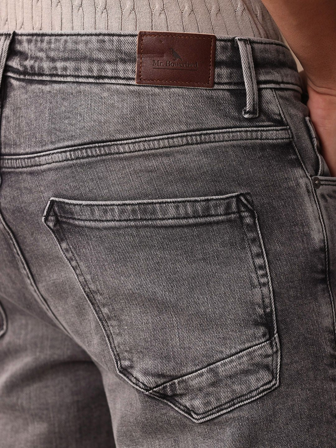 Mr Bowerbird Men Tapered Fit Mid-Rise Heavy Fade Cropped Stretchable Cargo Styles Jeans