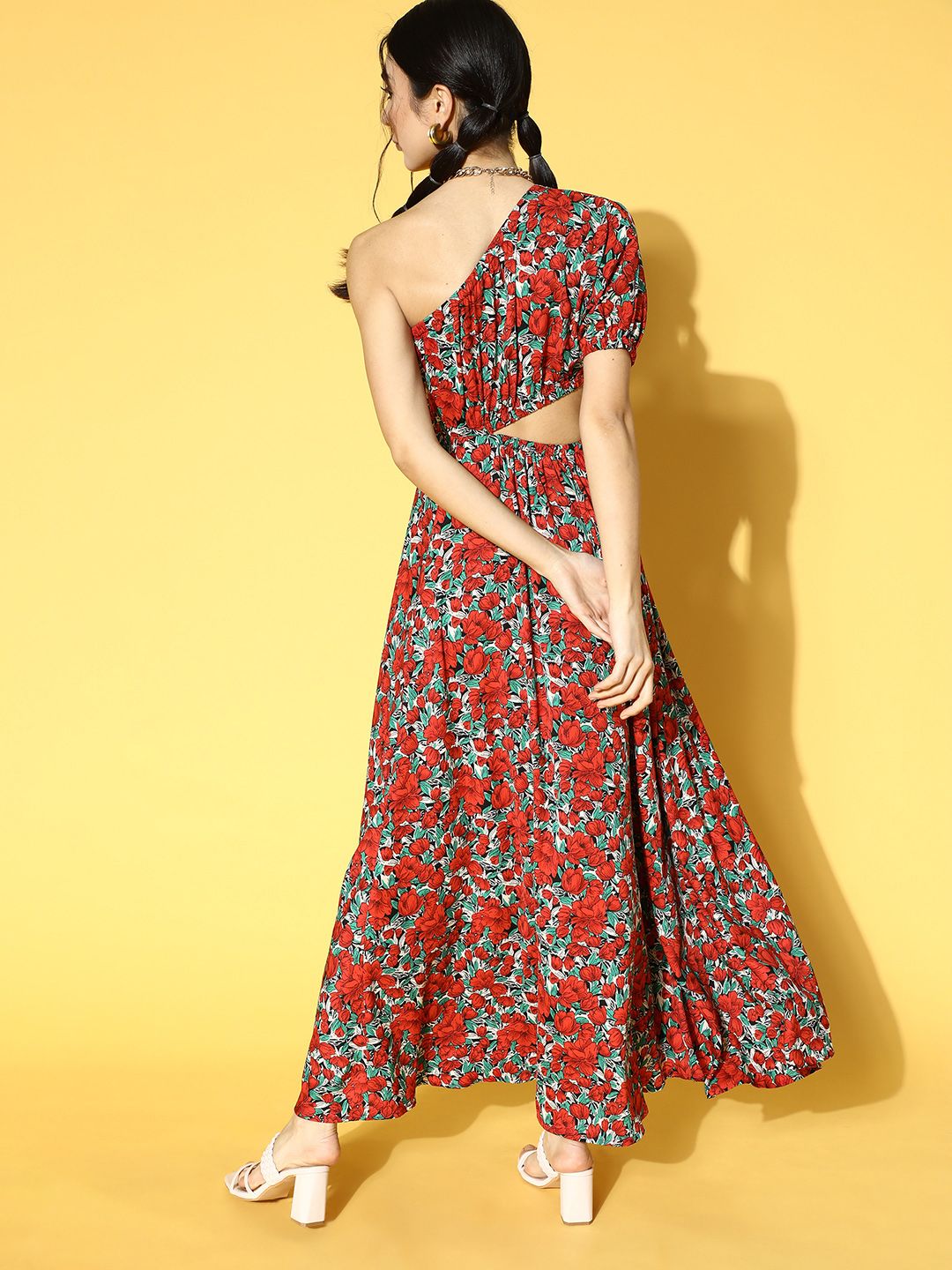 Berrylush Women Gorgeous Floral One-Shoulder Dress