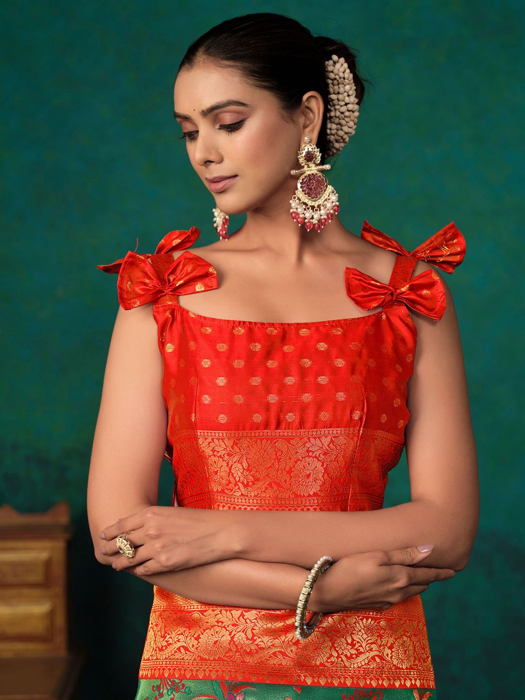 KALINI Floral Woven Design Zari Paithani Saree