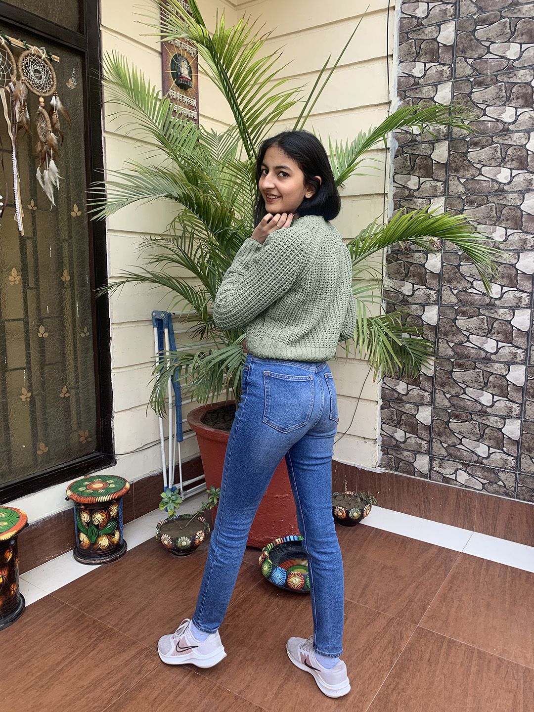 STREET 9 Women Green Cable Knit Acrylic Pullover