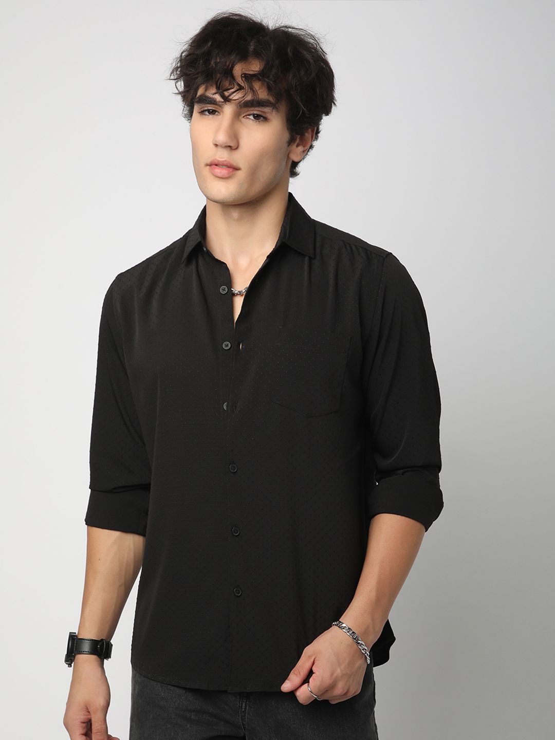 VASTRADO Men Classic Slim Fit Opaque Casual Shirt