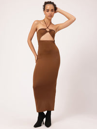 Haltered Icon Daring Cut-Out Bodycon Maxi Dress