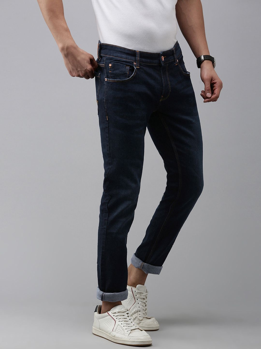 SPYKAR Men Skinny Slim Fit Low-Rise Light Fade Stretchable Jeans