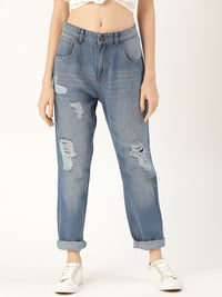 DressBerry Women Blue Skinny Fit Mid-Rise Mildly Distressed Stretchable Jeans