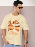 DILLINGER Men Graphic Printed Oversized Drop-Shoulder Sleeves Pure Cotton T-shirt