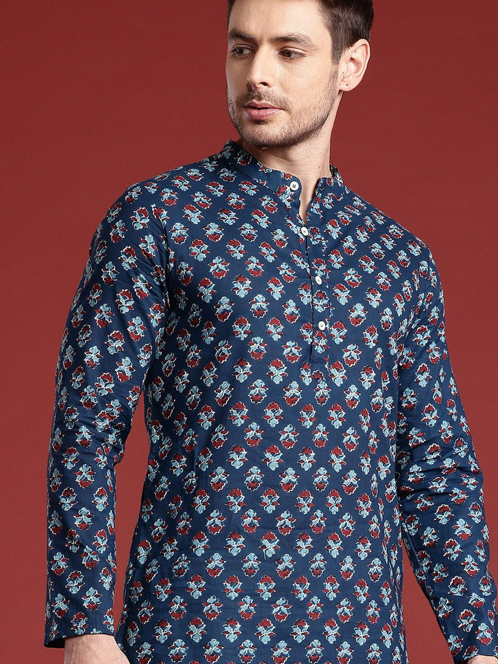 Anouk Mandarin Collar Indie Floral Printed Pure Cotton Kurta
