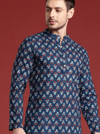 Anouk Mandarin Collar Indie Floral Printed Pure Cotton Kurta