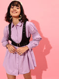 STREET 9 Puff Sleeves Pure Cotton Shirt Dress