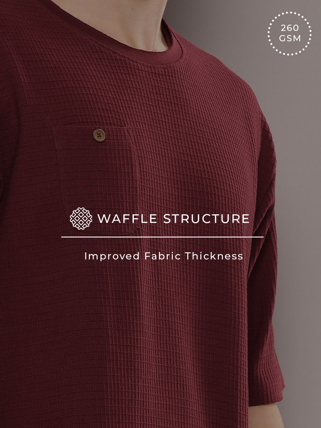 DILLINGER Men Waffle Structure Pure Cotton Pockets T-shirt