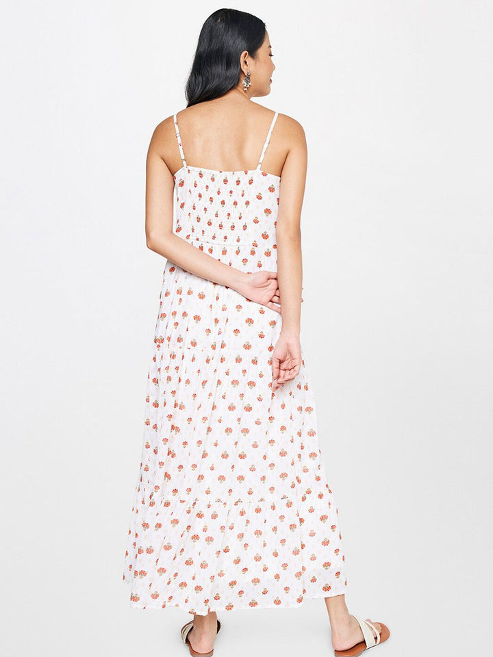 Global Desi Sleeveless Floral Printed Maxi A-Line Dress