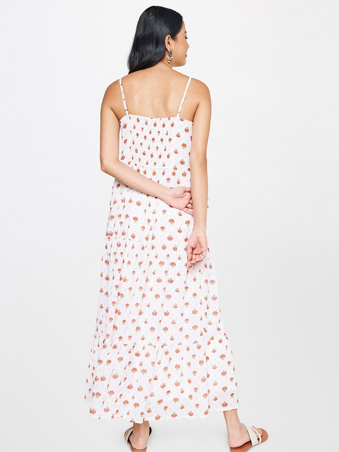 Global Desi Sleeveless Floral Printed Maxi A-Line Dress