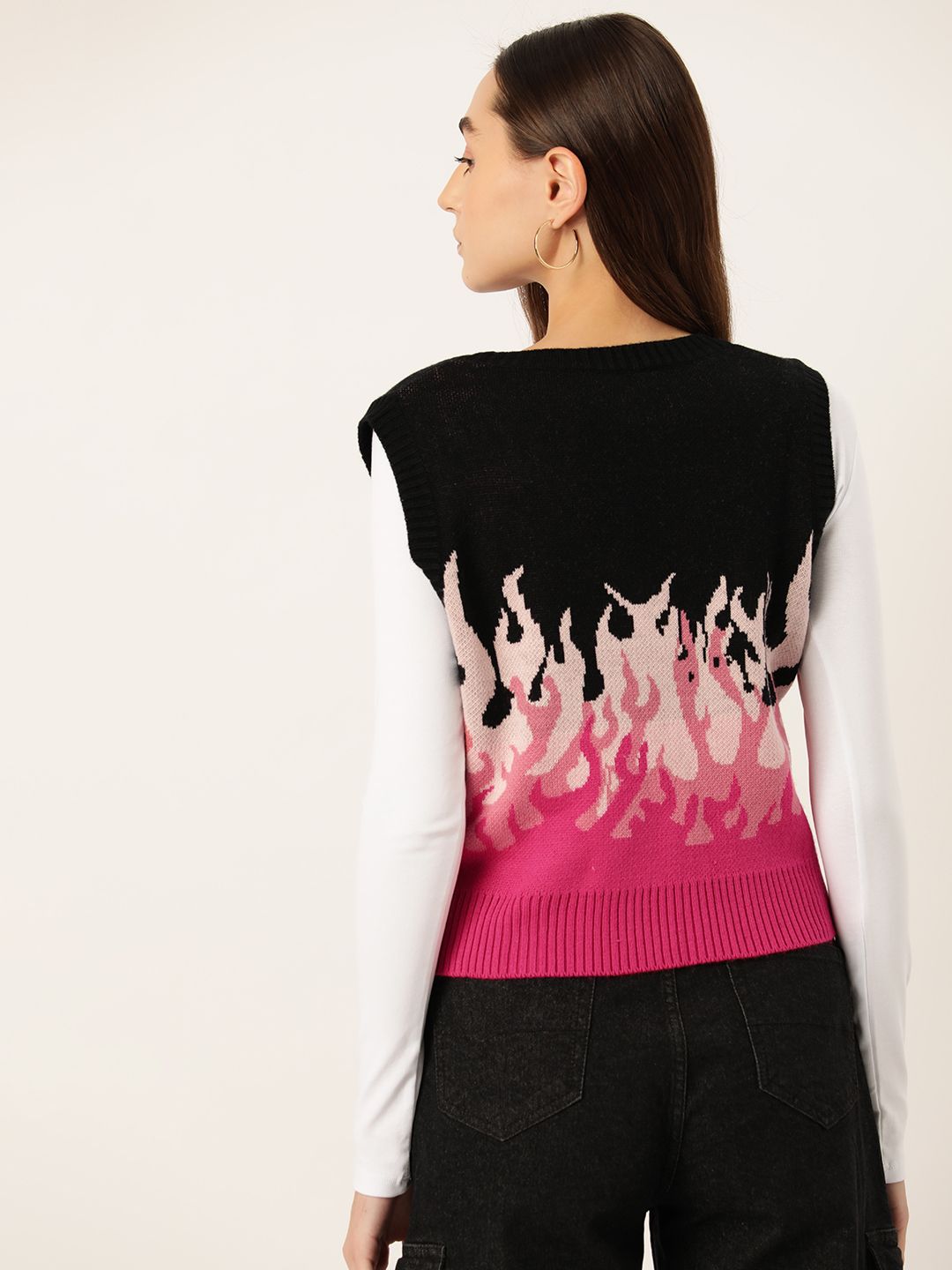 DressBerry Pure Acrylic Self-Design Sweater Vest